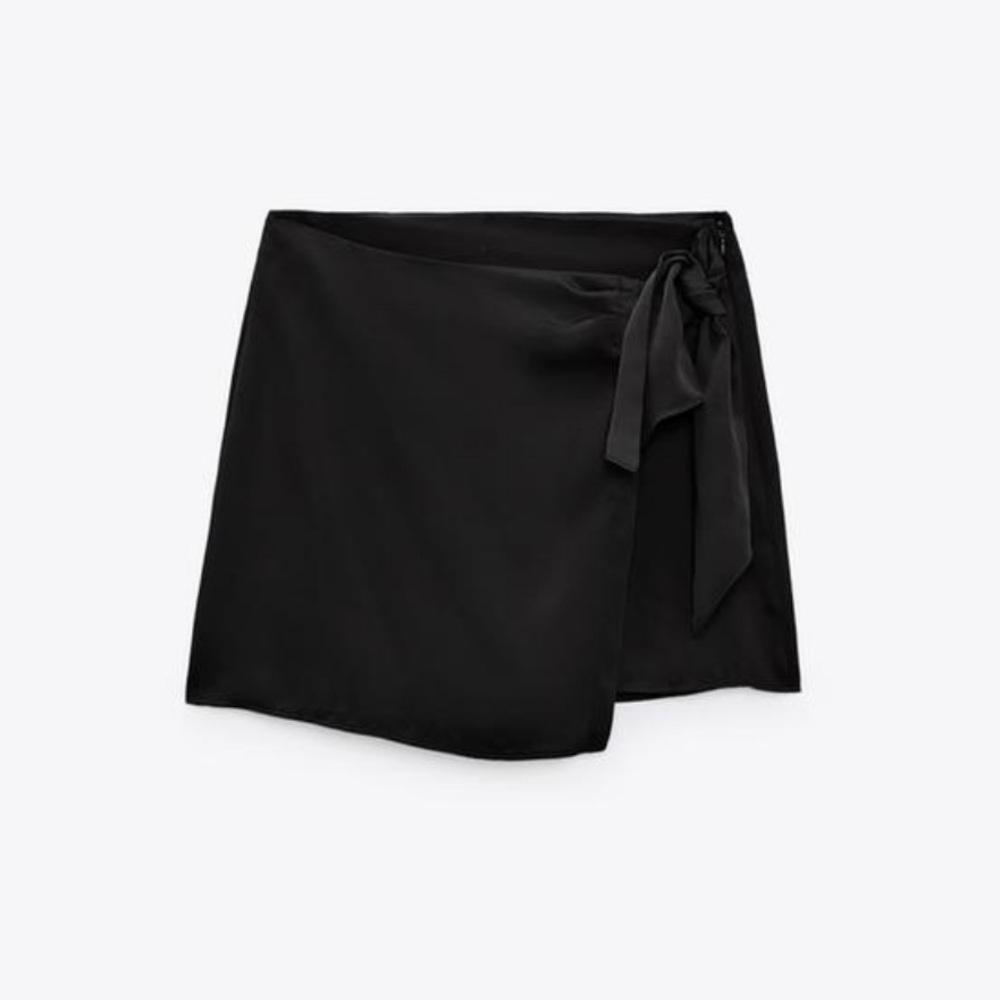 Black Satin Mini Skirt | Zara
